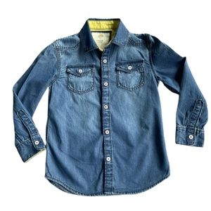 Tucker + Tate Jean button down shirt with chartreuse sleeve accents Size 7 yrs